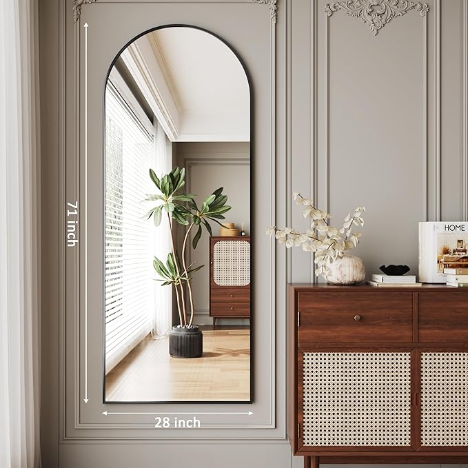 28"x71" Black Full Length Mirror,Nano Glass espejos Grandes para sala Elegantes, Floor Mirrors for Bedroom Full Length,Arched Floor Mirror