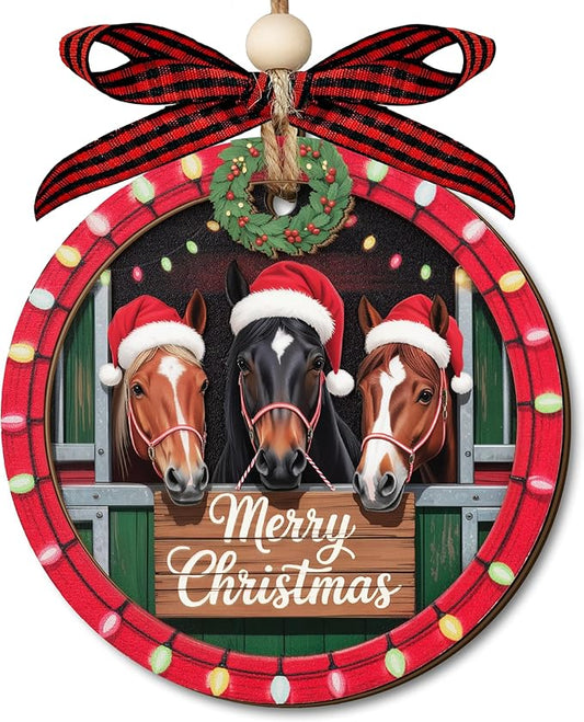 Horse Christmas Ornaments 2025 - Horse Gifts for Girl - Farmhouse Christmas Decorations - Gifts for Horse Lovers Women - Animal Ornaments - Farmhouse Decor - Animal Lovers Gift