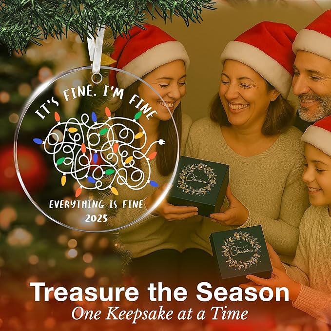 Funny Christmas Ornaments - Adult-Themed Naughty Jokes and Fun Ornaments for Christmas Tree, I'm Fine It's Fine Everything is Fine Design, Ideal for Those Who Love Memes