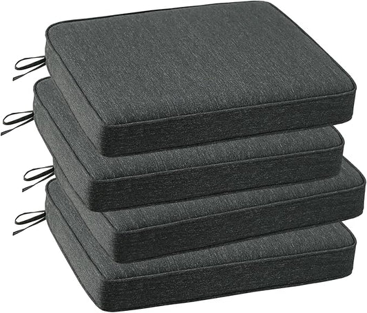 Outdoor Square Corner Seat Cushion, 19"x19"x3", Set of 4, Non Slip Seat Cushion Pads with Removable Cover for Patio Furniture, Garden Yard Lawn, Charcoal Gray