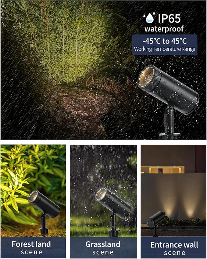 Landscape Lighting Low Voltage, 7W Outdoor Spotlights with Power Supply, 24V Plug in LED Spot Lights for Yard, Backyard, House, Pathway, Garden, IP65 Waterproof CRI 90
