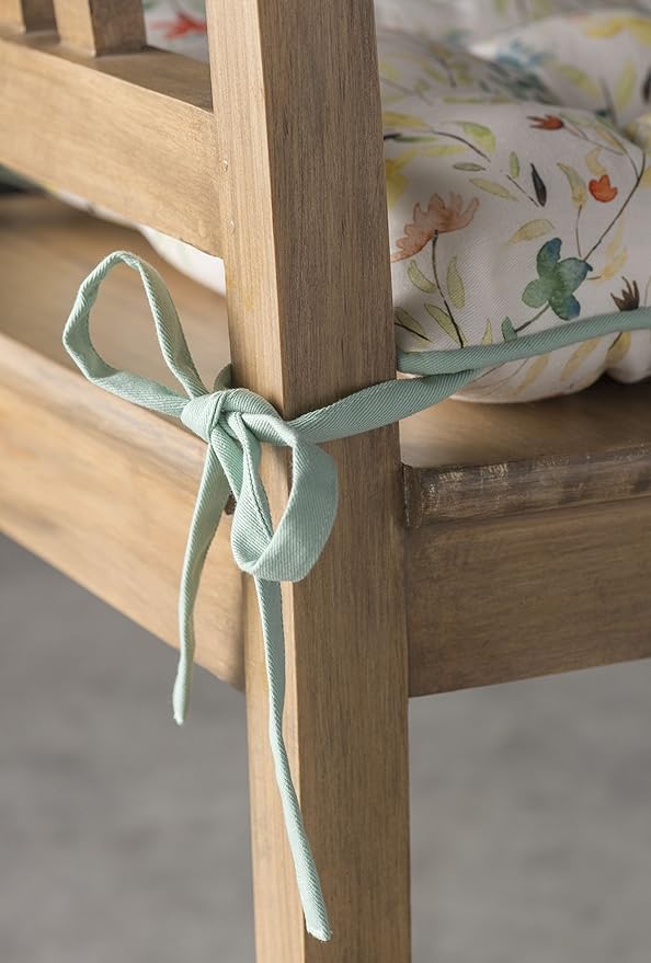 Maison d' Hermine Chair Pads for Dining Chairs Cotton Outer Fabric and Poly Filling 16"x16" Patio Seat Cushions for Furniture with Ties Home Chair Party Hall Farmhouse (Colmar, Pack of 2)