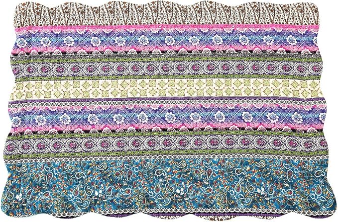 NEWLAKE Quilted Cotton Bed Pillowcases, Striped Jacquard Style, 2 Pieces, 20x27 Inch