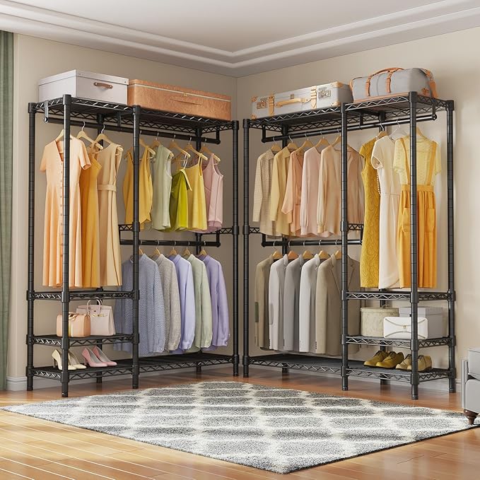 VIPEK V2i Garment Rack for Hanging Clothes, Portable Closet System with 4 Adjustable Shelves & 2 Hanging Rods, Heavy Duty Metal Clothes Rack, Freestanding Wardrobe Closet Rack, Max Load 700lbs