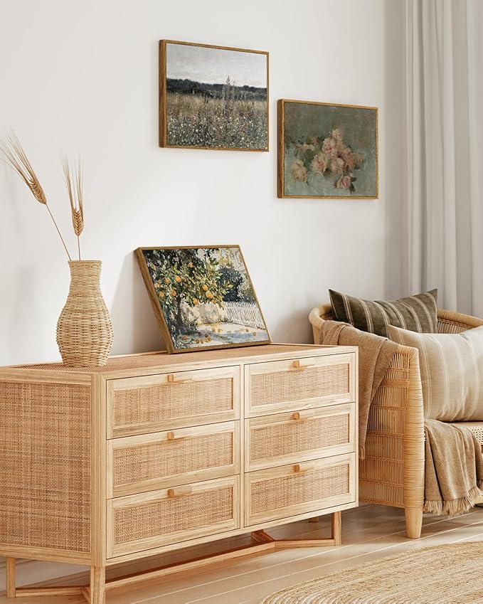 InSimSea Framed Canvas Wall Art Vintage Decor, Orange Trees Art Room Decor Aesthetic, Classic Rustic Farmhouse Wall Decoration for Bedroom Living Room Bathroom Gallery, 12x16inch