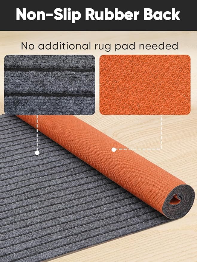 Runner Rugs 3 x 10 ft with Rubber Backing, Non Slip Carpet Runner Rug for Hallway Waterproof Indoor Outdoor Floor Mat Custom Size Area Rugs for Entryway Balcony Patio Kitchen Garage Stair Laundry