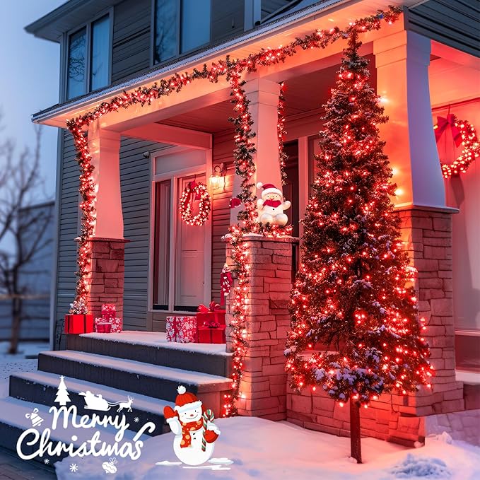 JMEXSUSS 400 LED Red Halloween String Lights Outdoor, 132ft Red String Lights Indoor Plug in with Remote, 8 Modes Christmas Light for Tree Room Fireplace Christmas Halloween Party Decor