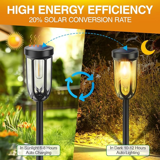 Solar Lights Outdoor 8 Pack, Solar Pathway Lights, Solar Lights Outdoor Waterproof IP65, Bright Auto On/Off Driveway Patio Light, Solar Garden Lights Landscape Lighting for Walkway Lawn Yard