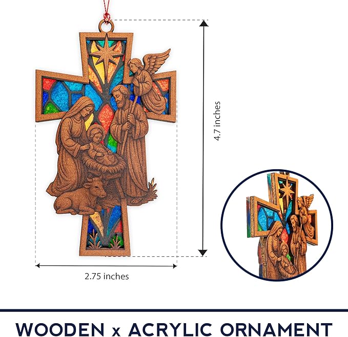 Christmas Cross Ornaments for christmas1 Tree 2025 - Christian Ornaments for Christmass Tree - Christmass Ornament Clearance - Jesus ornamentt for Christmass Trees, Nativity Ornament