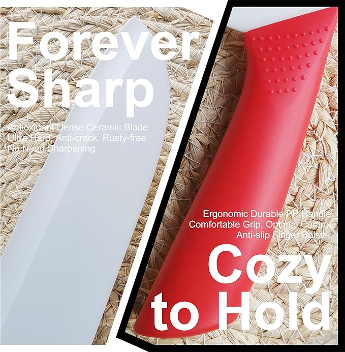 Ceramic Knife - 7 inch Chef's Santoku Knife - Sharp Ceramic Kitchen Knife with Sheath Cover