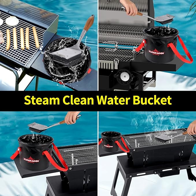 Grill Brush Collapsible Water Bucket for Grill Cleaning, Camping,and Outdoor Activities (Only Water Bucket No Grill Brush)