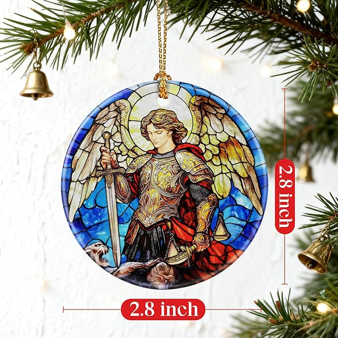 Archangel Michael Ornament | Christmas Ornaments, Christmas Decorations, Hanging Ornaments for Tree, Warrior Angel Decor | Religious Gifts, Christian Gifts | Faithful Gift, Spiritual Guardian Gift