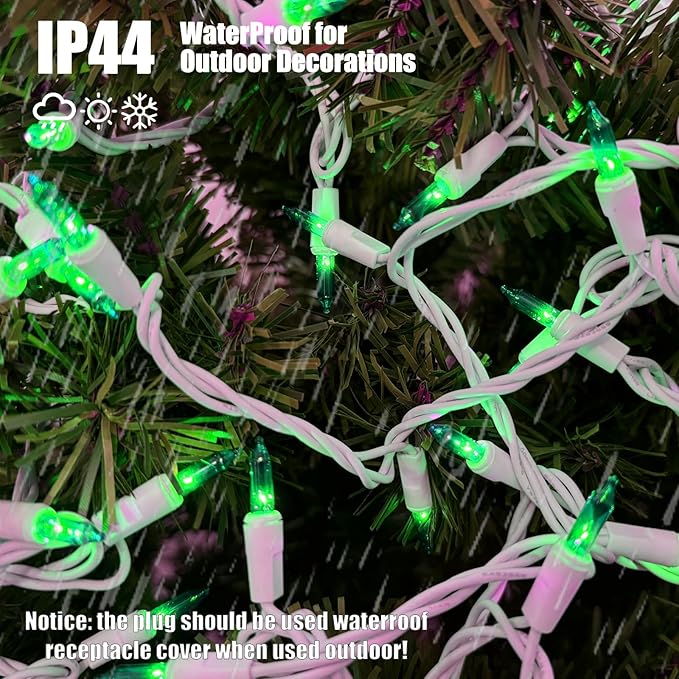 Green Christmas Lights 100 Count St Patricks Day Decorations String Lights with White Wire for Outdoor Indoor Christmas,Wedding Decorations Halloween Decor,UL Certified (21feet)