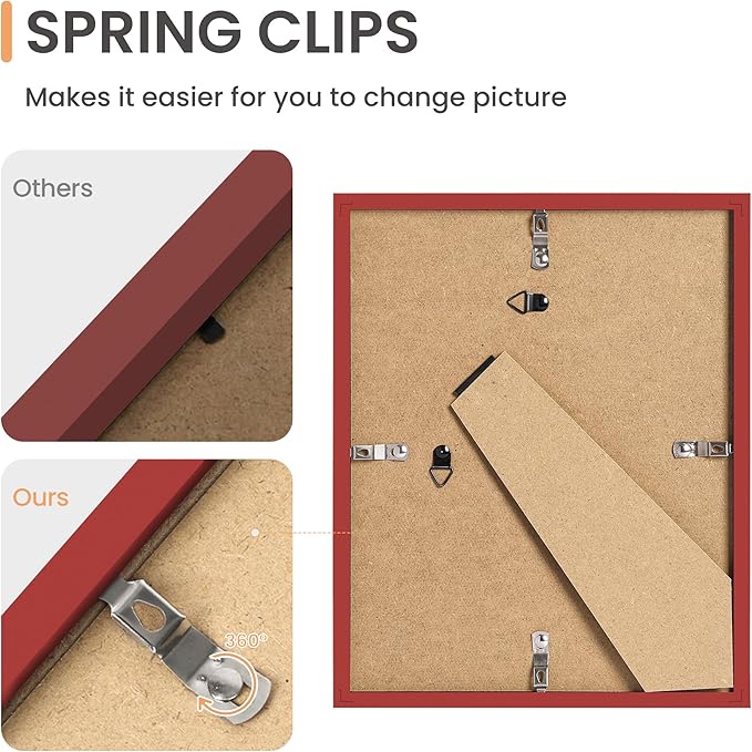 upsimples 10 Pack Picture Frames Collage Wall Decor for Mounting or Tabletop Display, Photo Gallery Frame Set for Family, Multi Sizes Including 8x10, 5x7, 4x6, Red