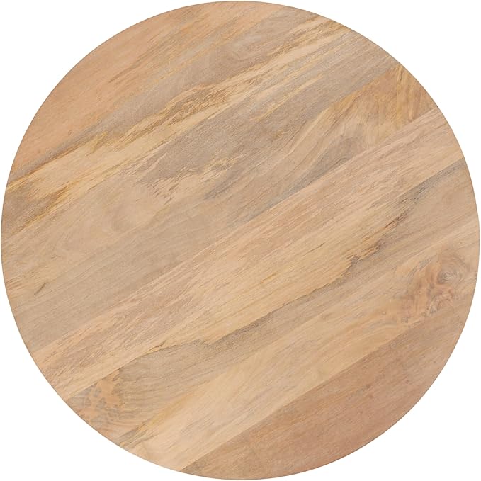 Kate and Laurel Kershaw Transitional Round Coffee Table, 30 x 30 x 19, Natural Wood, Circle Living Room Table with Solid Mango Wood Construction and Tapered Hairpin Legs