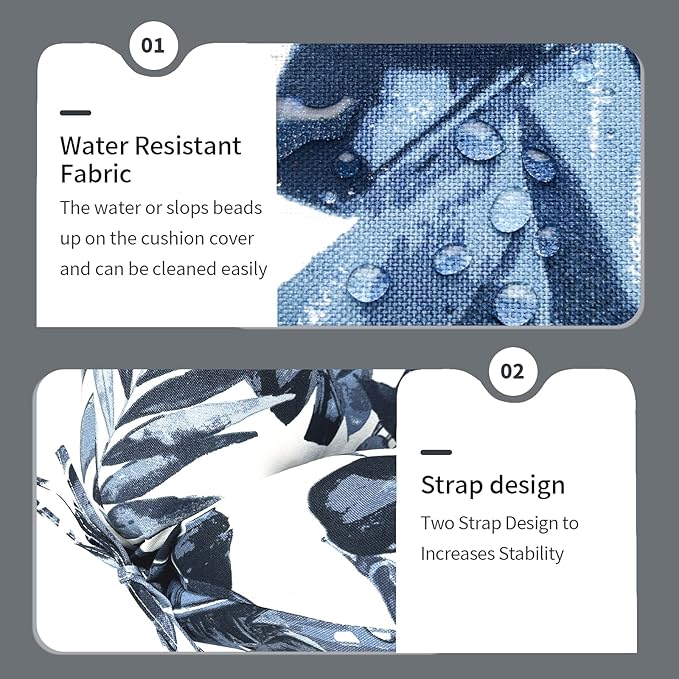 Set of 2 Outdoor High Back Chair Cushions 44"x 22",Water Repellent Rocking Seat Cushions Replacement, Seat/Back Chair Cushions for Patio,Porch,Balcony and Indoor - Palm Blue