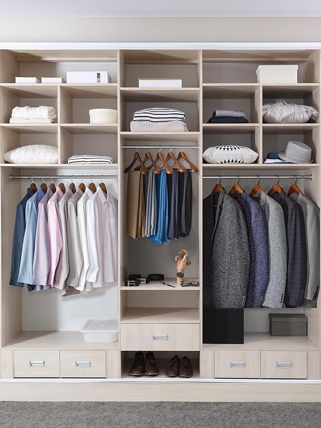 HOUSE DAY Wide Shoulder Wooden Hangers, Suit Hangers with Non Slip Pants Bar, Smooth Finish 360° Swivel Hook Solid Wood Coat Hangers for Dress, Jacket, Pants, Heavy Clothes Hangers 6 Pack (Walnut)