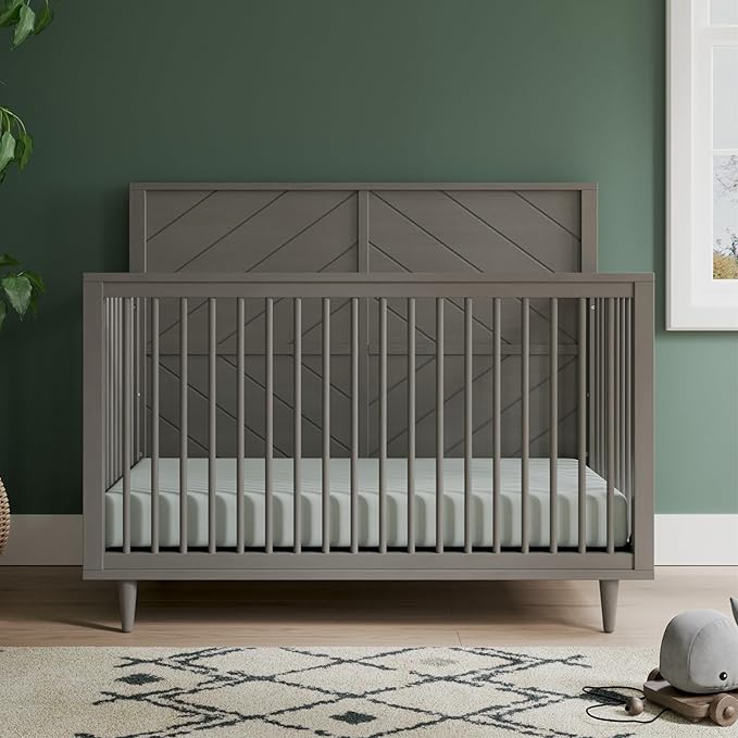 Child Craft Surrey Hill 4-in-1 Convertible Crib, Baby Crib Converts to Day Bed, Toddler Bed and Full Size Bed, 3 Adjustable Mattress Positions, Non-Toxic, Baby Safe Finish (Lunar Gray)
