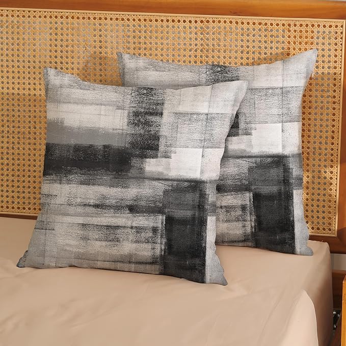 Boho Pillow Covers 18x18 Pack of 2 Black Art Painting Decorative Throw Pillow Covers Outdoor Decor Bohemian Abstract Modern Decor Pillowcase Farmhouse Cushion Case for Sofa Couch