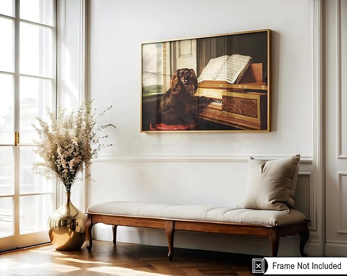 Poster Master Vintage Portrait of an Extraordinary Musical Dog Print - Retro Puppy Poster - Music & Piano Art - Animal Lover Wall Design - Living Room or Office Decor - 18x24 UNFRAMED Wall Art