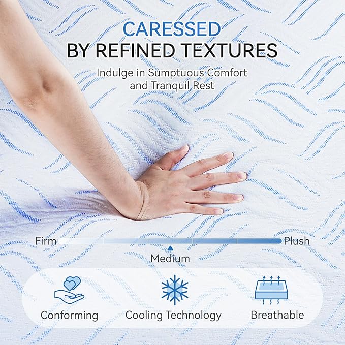 Twin XL Memory Foam Mattress, 10 Inch Cooling Gel Bed in a Box, Foam Mattress with Removable Cover No Fiberglass, Support Cool Night Sleep & Pressure Relief, Made in USA, White(80"*39"*10")