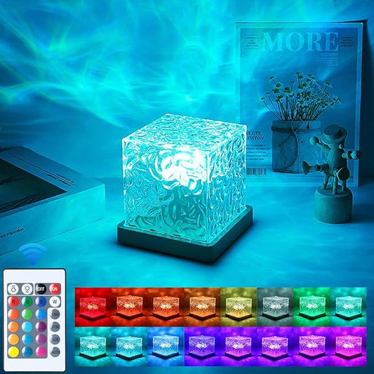 Northern Lights Projector Rechargeable,Lava Lamp Ambient Lighting Mood Lighting Ocean Wave Projector with 16 Colors and Dynamic Ripple Effect for Living Room Bedroom Decor - Cordless