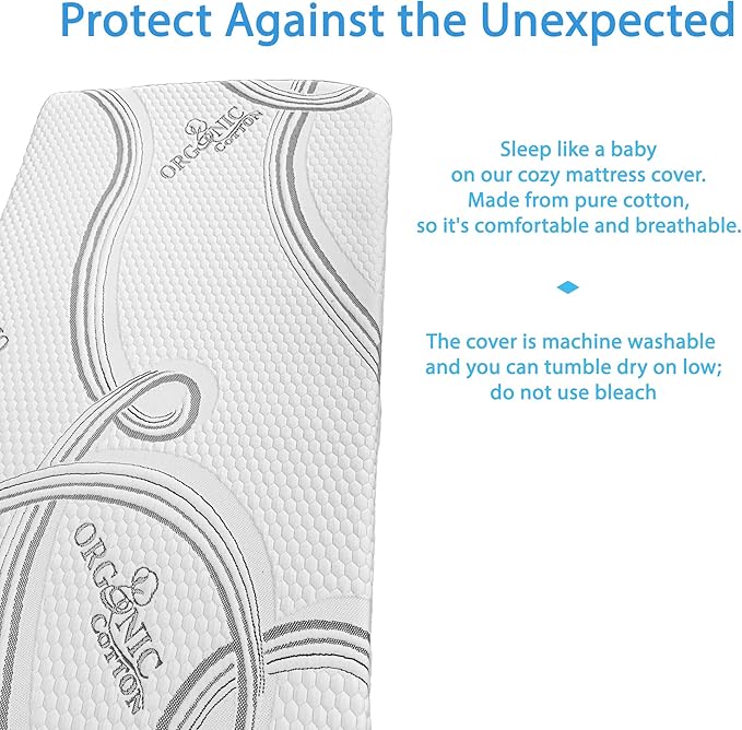 FoamRush 3" x 30" x 75" Bunk, Soft, Fitted, Zippered Mattress Cover Replacement, Premium Cotton, Waterproof, Non Skid Bottom, Mattress Pad Cover, Mattress Not Included