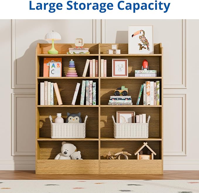 Cozy Castle 5 Tier Kids Bookshelf, 10 Cube Kids Toy Storage Organizer,Toddler Bookcase Storage Cabinet for Playroom, Bedroom, Kids Room, Reading Nook,Nursery (Natural)