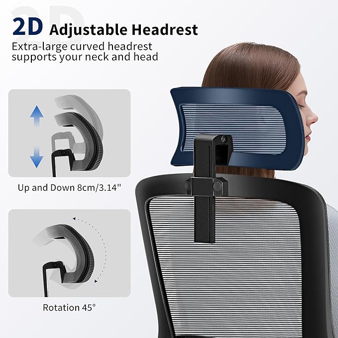 Office Chair,Ergonomic Desk Chair with Adjustable Lumbar Support,400 Lbs Mesh Computer Chair High Back with Adjustable Headrest for Home Office (Black)