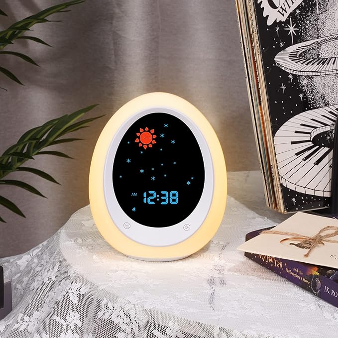 Ok to Wake Clock, Sleep Training Kids Alarm Clock with Sun & Moon, Green Light Red Light, Nap Timer for Toddler Children