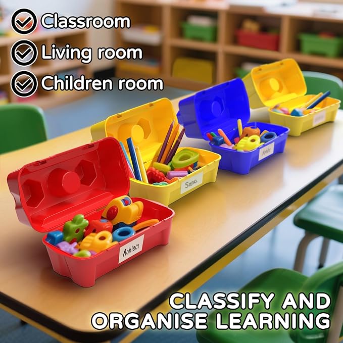 12 pack 9.45”x6.3”x4.92” Stackable plastic toy storage bins for classroom playroom organization for kid children big large building blocks 1-3 3-5 4-8 years old girl boy