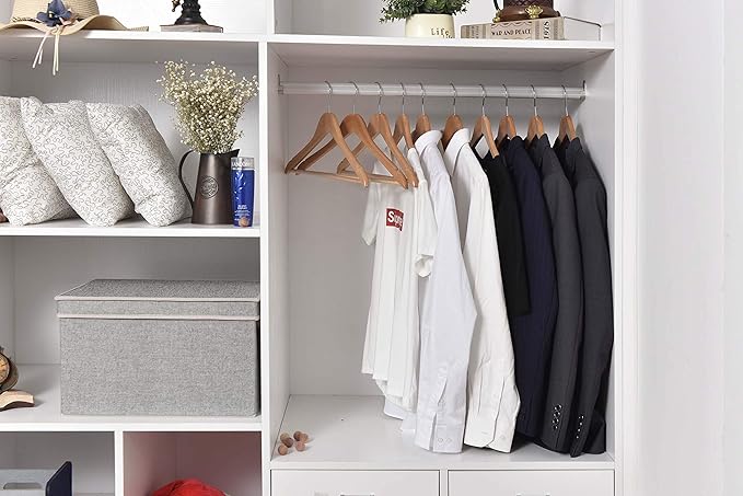 Quality Wooden Hangers - Semi Contoured Hanger Set in 20-Pack - Solid Wood Coat Hangers with Stylish Chrome Hooks - Heavy-Duty Clothes, Jacket, Shirt, Pants, Suit Curved Hangers (Natural, 20)