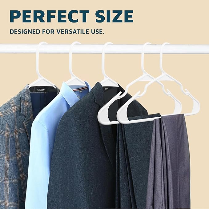 Plastic Clothes Hanger Set - 80 Pieces Versatile, Lightweight, Space-Saving, Non-Slip, Slim Designed, Dry and Wet Clothes Hanger Set - White