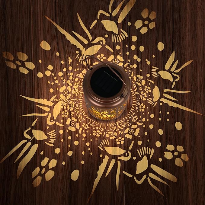 Solar Lanterns 0utdoor Waterproof, Outdoor Waterproof Hummingbird Garden Decorative Lights, Courtyard and Backyard Lights, Porch Metal Solar Decorations