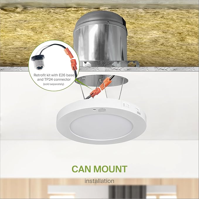 ASD LED 7" Round Flush Mount Ceiling Light Fixture, Low Profile Surface Lighting | 5CCT, Motion Sensored, Ultra-Thin, ETL Listed | 15W 900LM 2700-6000K 120V | Kitchen, Bedroom, Hallway Lamp | White