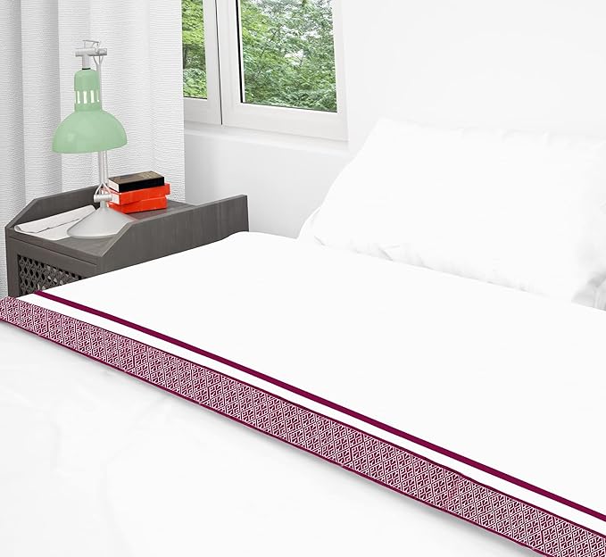 1000 TC Embroidered Duvet Cover Oversized King Size Set 100% Egyptian Cotton - Luxurious 1 Comforter Cover 2 Pillow Shams - 3 PC Quilt Cover Hotel Quality Bedding (White & Burgundy)