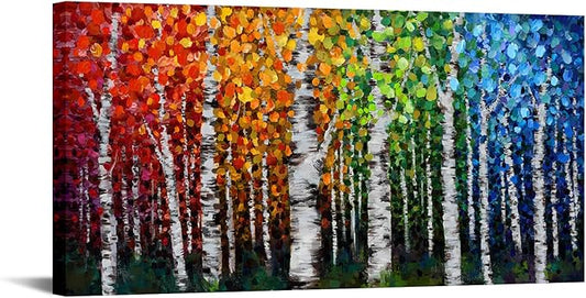 Abstract Colorful Tree of Life Painting Canvas Wall Art Big Tree Branches Picture Poster Prints for Living Room Home Decor Wrapped Ready to Hang 20x40Inch