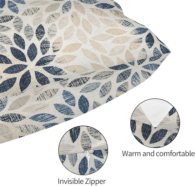 Dahlia Pillow Covers 12x20 Inch Set of 2 Summer Rust Geometric Flower Outdoor Decorative Throw Pillows Farmhouse Navy Blue Pillow Case Linen Lumbar Cushion Cover for Home Sofa Bedroom Living Room