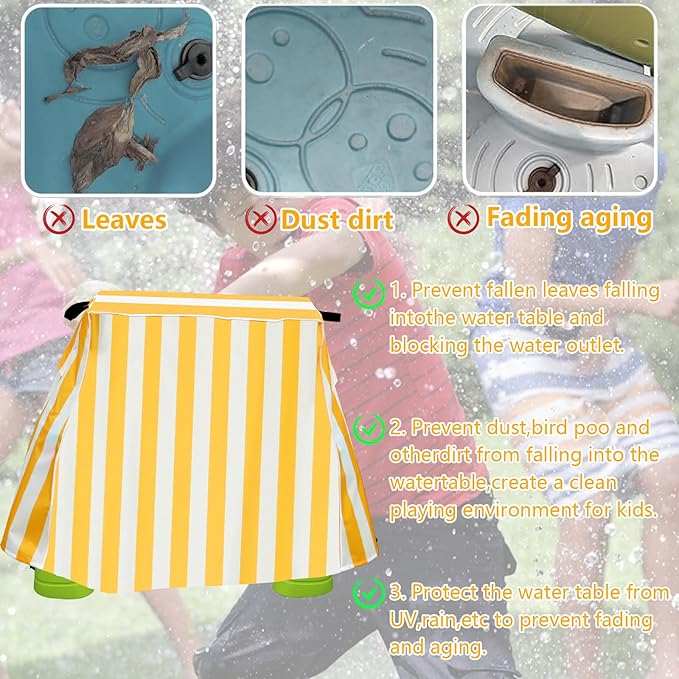 Kovshuiwe Kids Water Table Cover Fit Step2 Rain Showers Splash Pond Water Table, 420D Waterproof Dust Proof Anti-UV Outdoor Toys Cover,Yellow&White
