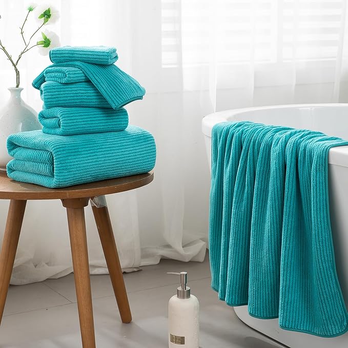4 Piece Bath Towel Set 35"x70"Oversized Bath Towel for Bathroom Ultra Soft Fluffy Extra Large Bath Sheet Luxury Premium Bathroom Towel Highly Absorbent Quick Dry Shower Towel for Hotel Spa,Turquoise