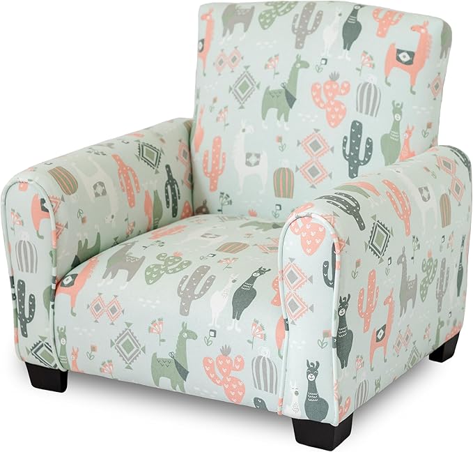 Kid Rocking Chair for Toddlers, Child Chair for Little Kids, Upholstered Toddler Armchair for Children, Comfy and Cute Little Kid Chairs (Legs, Llama Print)