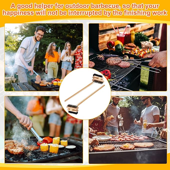 2 Pack Stainless Steel Grill Brush 48 Inch Large Double Ended Grill Brush with Long Handle for Commercial BBQs Outdoor Good Picnic Restaurant Kitchens Dealing with Grease Residue and Buildup