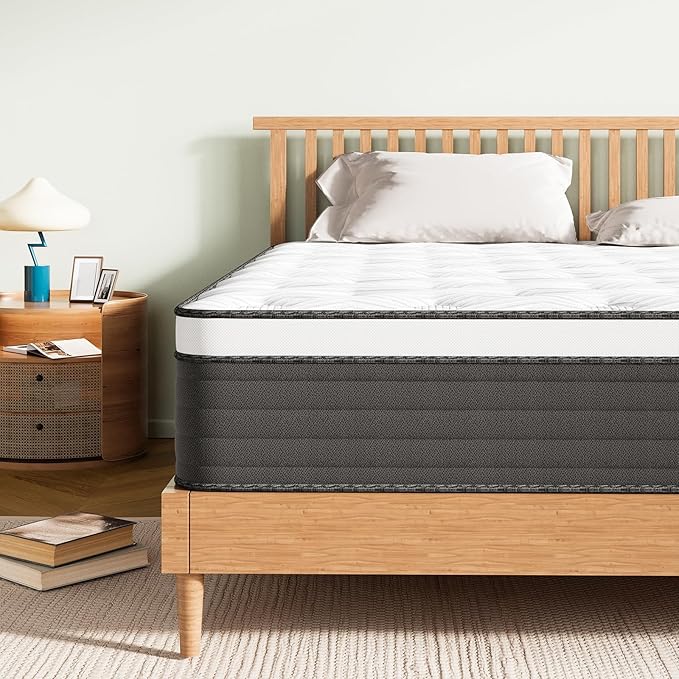 COOLMI 12 Inch Full Mattress, Memory Foam Hybrid Mattress in a Box with Independent Spring, Soft and Comfortable Medium Firm, Pressure Relief, CertiPUR-US Certified