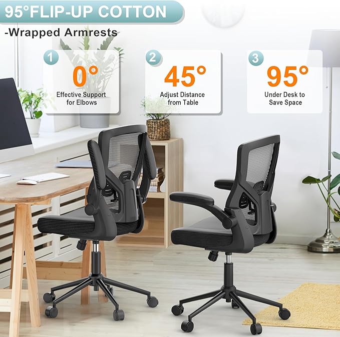 Office Chair, High Back Desk Chair Adjustable Height and Ergonomic Design Home Office Computer Chair Executive Lumbar Support Padded Flip-up Armrest Swivel Task Chair
