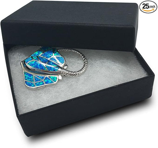 TheDisplayGuys - 25-Pack #32 Cotton Filled Cardboard Paper Jewelry Boxes Gift Case - Matte Black (3.3" x 2.3" x 1.0") - for Shipping or Storage