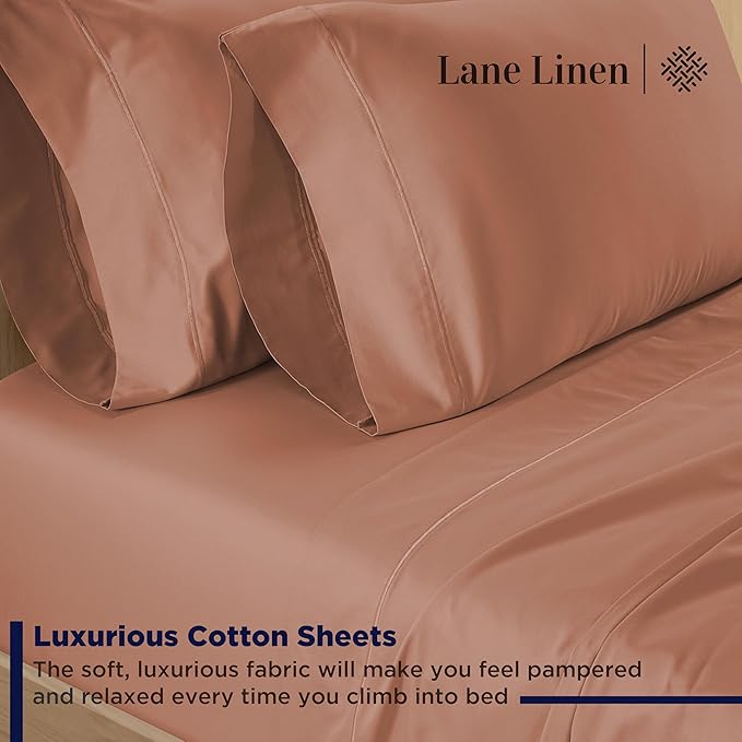 LANE LINEN Twin Bed Sheets Set - 600 Thread Count Set - 100% Cotton Sheets Twin Size Bed Set - Ultra Soft Cotton Bed Sheet Set - Sateen Weave Hotel Sheets - Rose Dawn