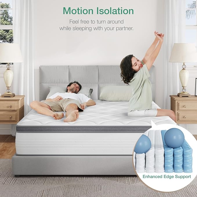 Novilla Twin Mattress for Kids, 10 Inch Twin Mattress Hybrid with Individually Pocket Innerspring, Pressure Relief & Motion Isolation, Medium Firm Feel