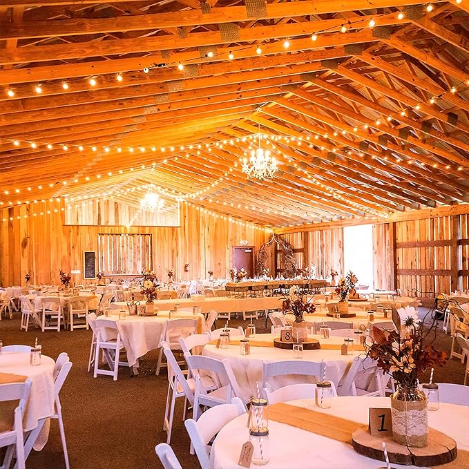 GLUROO 120FT Outdoor String Lights, G40 LED Patio Lights with 64pcs Bulbs, Waterproof Shatterproof Dimmable Globe Hanging Outdoor Cafe Bistro Porch Outside Light, 2Packs * 60ft