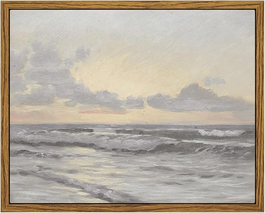 InSimSea Framed Wall Art for Living Room Vintage Ocean Scenery Wall Art Canvas Wall Decorations Maritime Scenes Artworks Canvas Prints Bathroom Pictures Farmhouse Office Home Wall Decor 8x10in