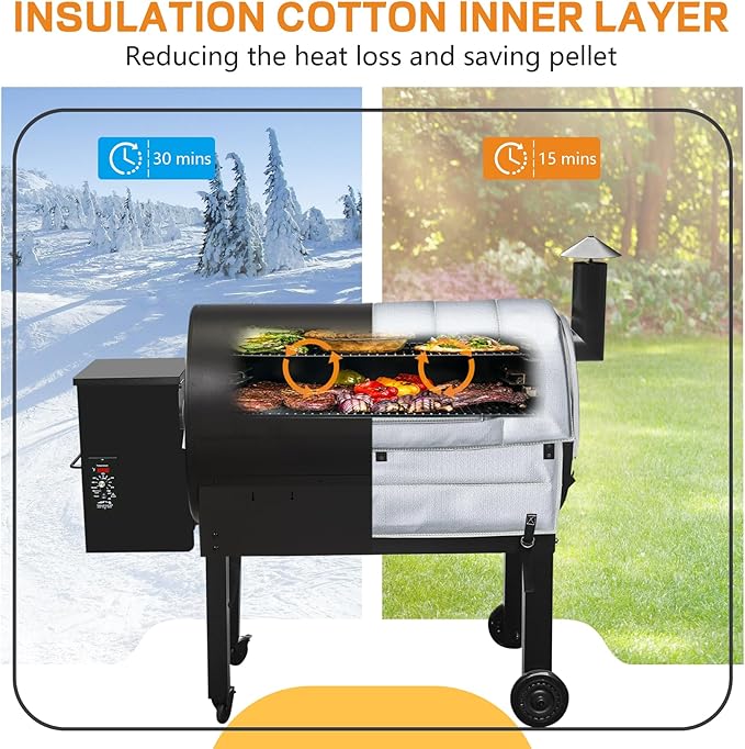 Insulation Blanket for Traeger pro 34 Series TFB65LZBC and Texas Elite 34 Series TFB88PZBO Wood Pellet Smoker Grill,BAC628 Pro 34 Insulation Blanket Grill Accessory for Winter Smoking,Silver
